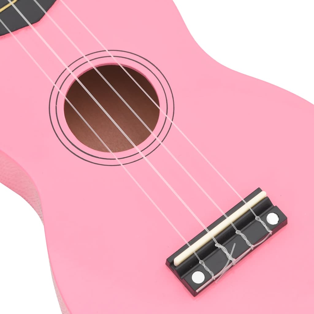 vidaXL Ukulele sopranowe z pokrowcem, dla dzieci, różowe, 23"
