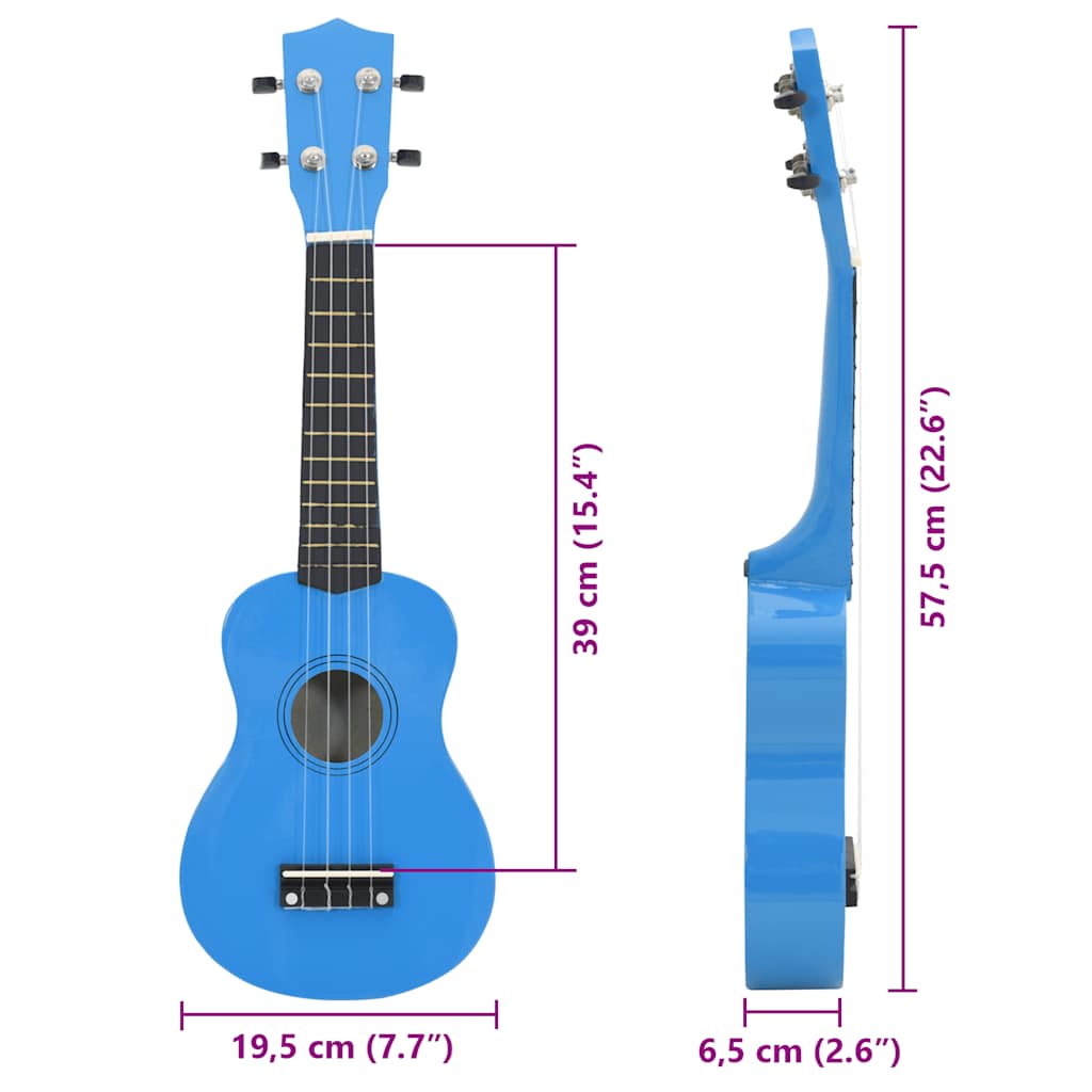 vidaXL Ukulele sopranowe z pokrowcem, dla dzieci, błękitne, 23"