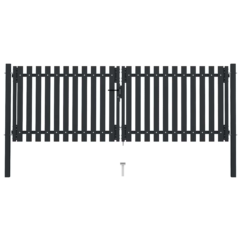 vidaXL Brama ogrodzeniowa Double Door Fence Fur Steel 300x75 cm Antracyt