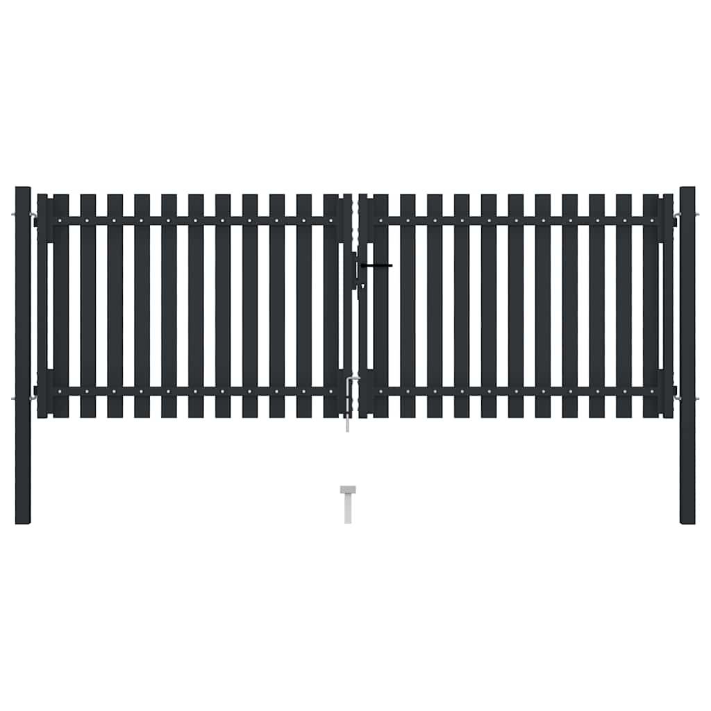 vidaXL Brama ogrodzeniowa Double Door Fence Fur Steel 300x75 cm Antracyt