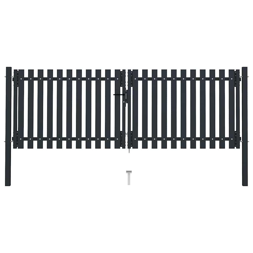 vidaXL Brama ogrodzeniowa Double Door Fence Fur Steel 300x100 cm Antracyt