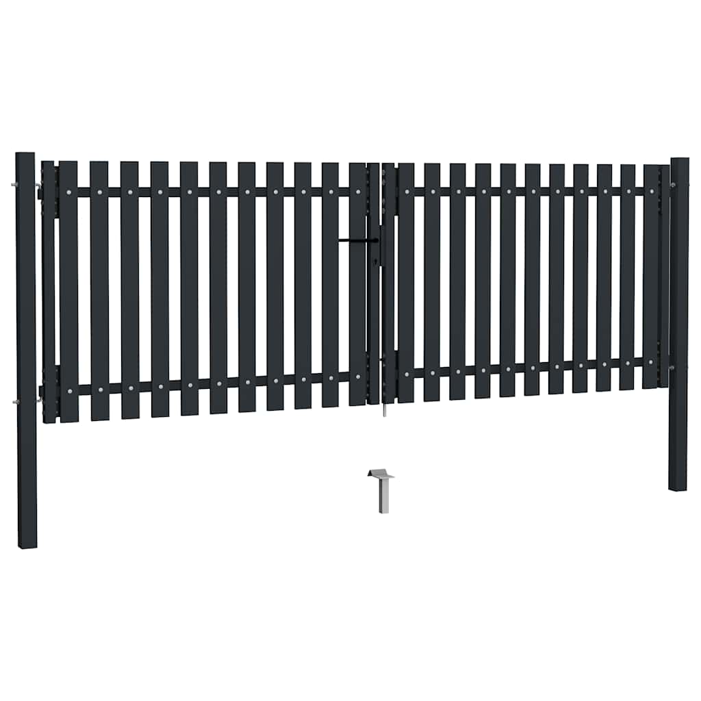 vidaXL Brama ogrodzeniowa Double Door Fence Fur Steel 300x100 cm Antracyt