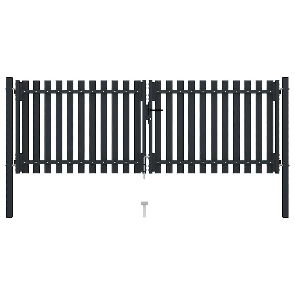 vidaXL Brama ogrodzeniowa Double Door Fence Fur Steel 300x100 cm Antracyt