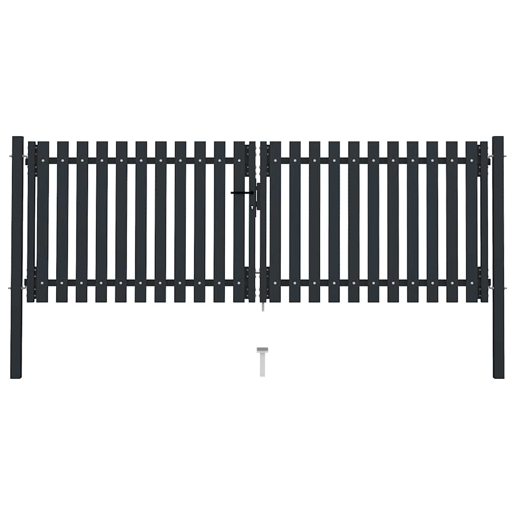 vidaXL Brama ogrodzeniowa Double Door Fence Fur Steel 300x125 cm Antracyt