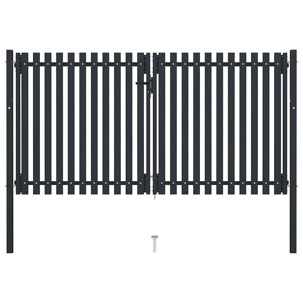 vidaXL Brama ogrodzeniowa Double Door Fence Fur Steel 300x150 cm Antracyt