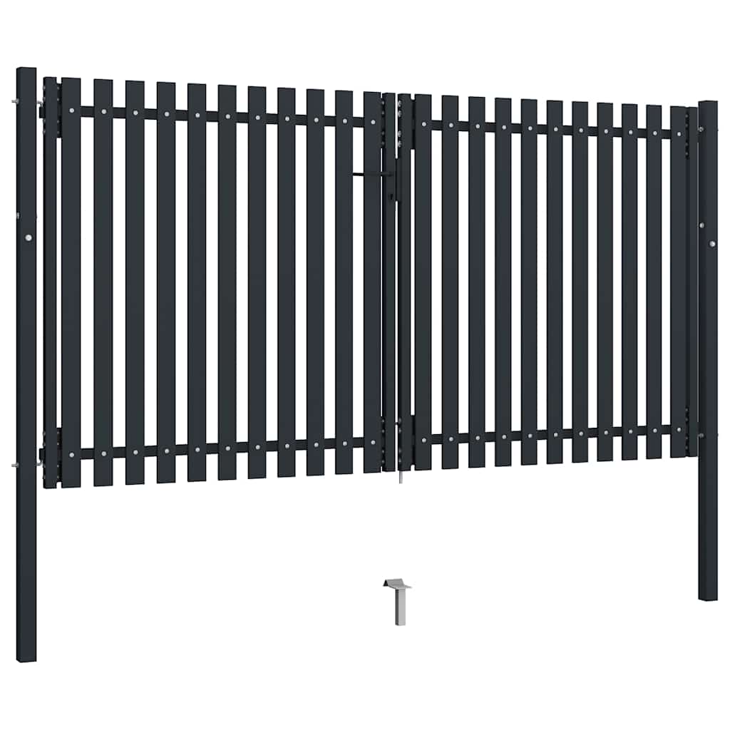 vidaXL Brama ogrodzeniowa Double Door Fence Fur Steel 300x150 cm Antracyt