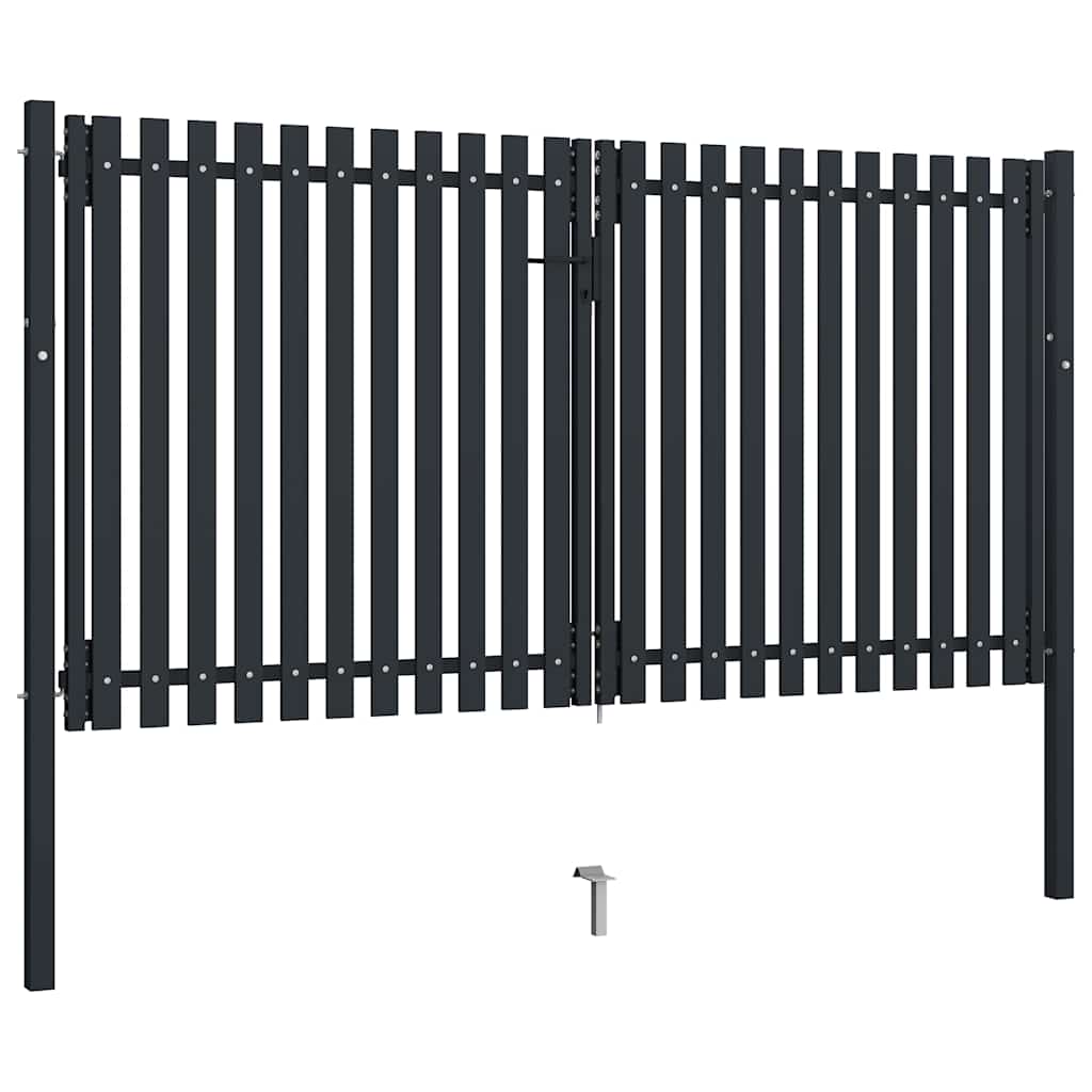 vidaXL Brama ogrodzeniowa Double Door Fence Fur Steel 300x175 cm Antracyt