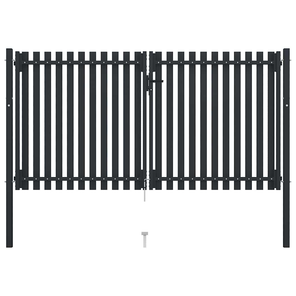 vidaXL Brama ogrodzeniowa Double Door Fence Fur Steel 300x175 cm Antracyt