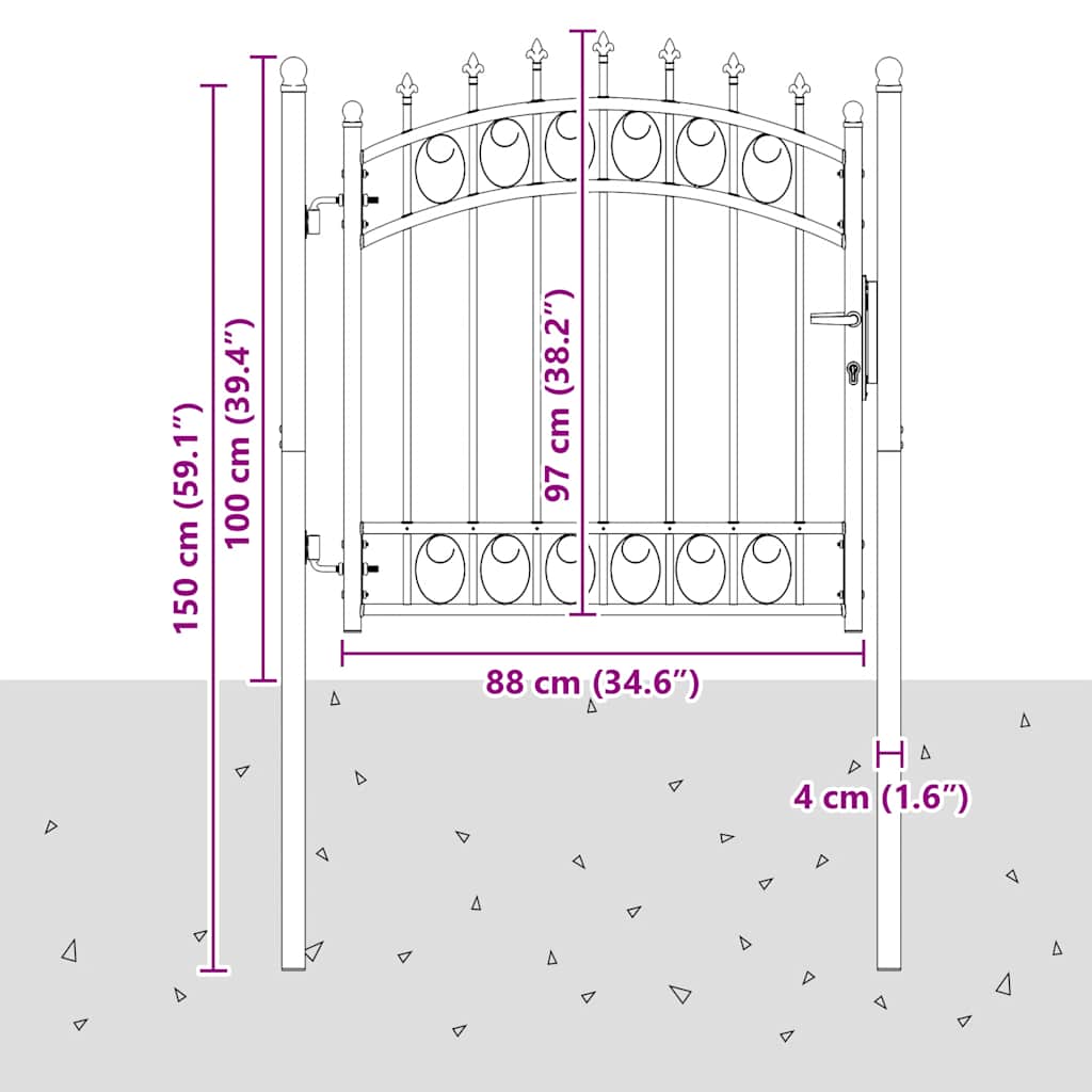 vidaXL Brama ogrodzeniowa EMMEN z kolcami stalowa 103x97 cm zielona