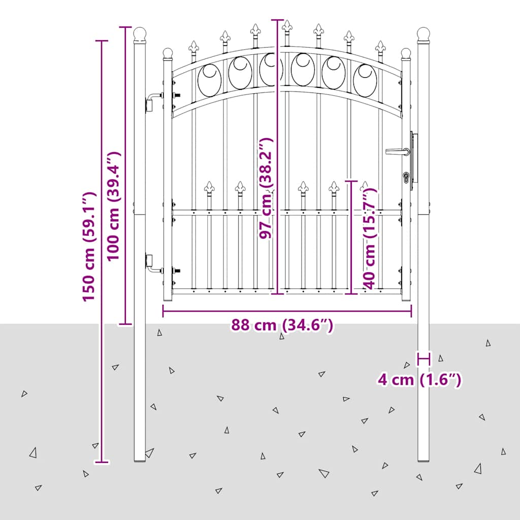 vidaXL Brama ogrodzeniowa EMMEN z kolcami stalowa 104x97 cm zielona