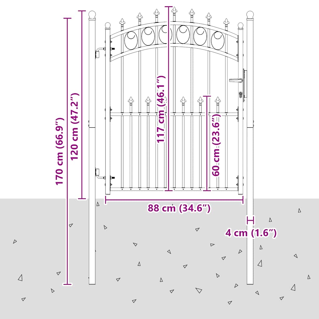 vidaXL Brama ogrodzeniowa EMMEN z kolcami stalowa 104x117 cm zielona