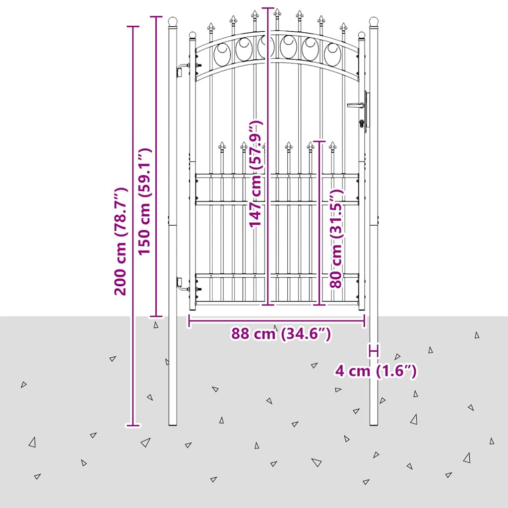 vidaXL Brama ogrodzeniowa EMMEN z kolcami stalowa 104x147 cm zielona