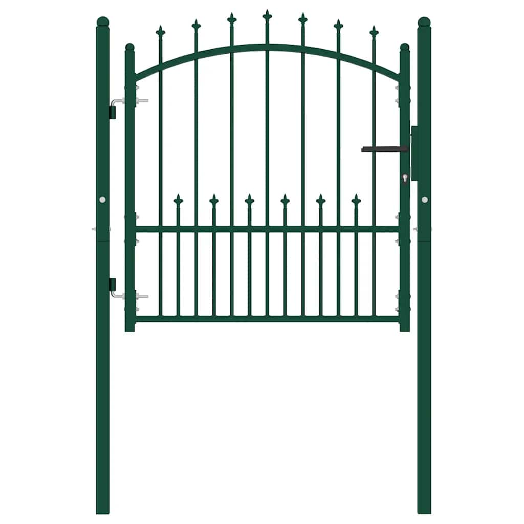 vidaXL Brama ogrodzeniowa EMMEN z kolcami stalowa 104x97 cm zielona