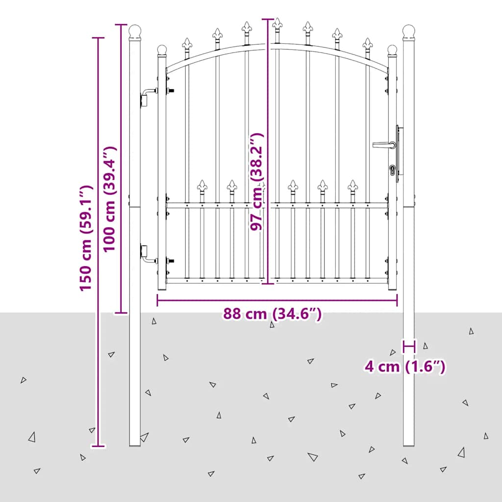 vidaXL Brama ogrodzeniowa EMMEN z kolcami stalowa 104x97 cm zielona
