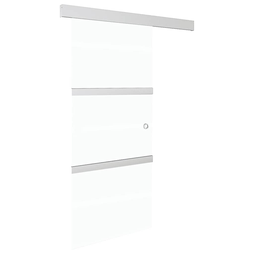vidaXL Drzwi przesuwne, szkło ESG i aluminium, 90x212 cm, srebrne