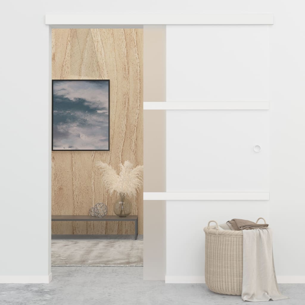 vidaXL Drzwi przesuwne, ograniczniki, szkło ESG i aluminium, 90x205 cm