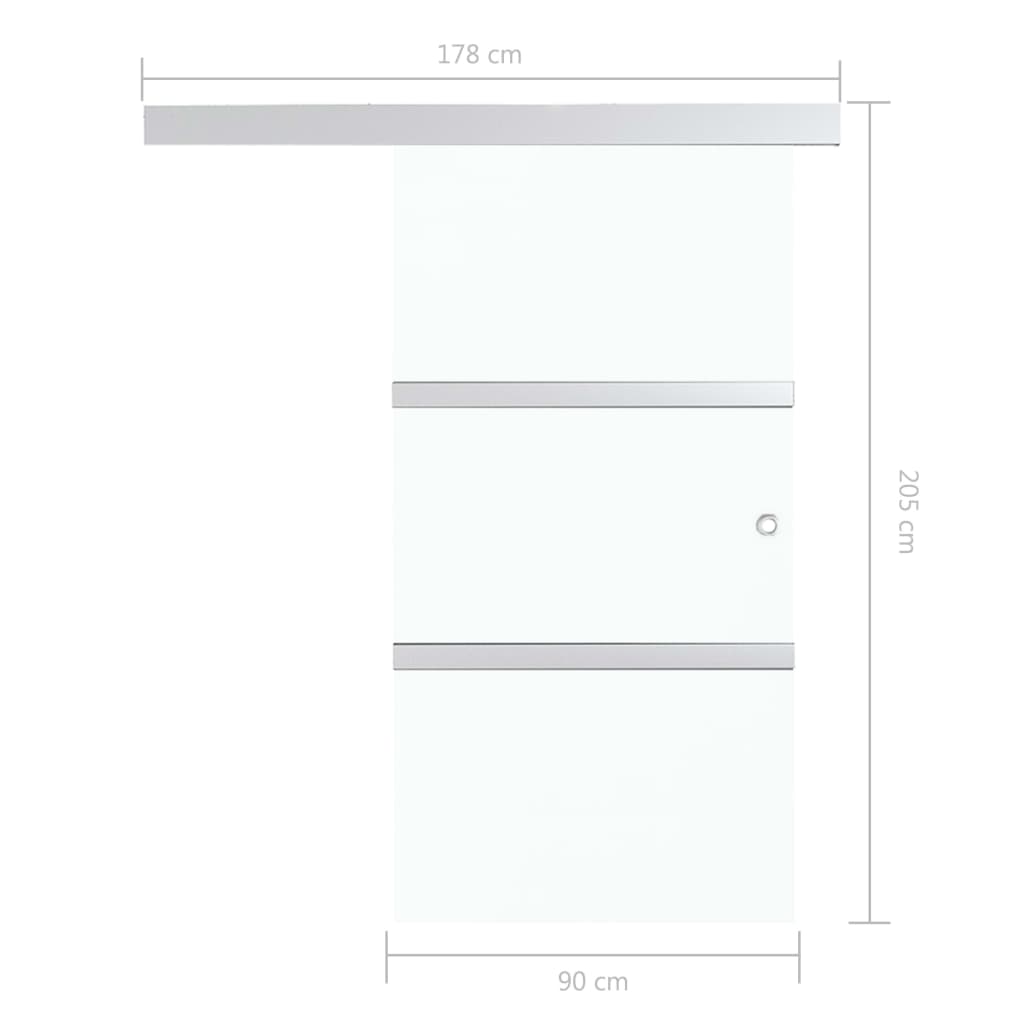 vidaXL Drzwi przesuwne, ograniczniki, szkło ESG i aluminium, 90x205 cm