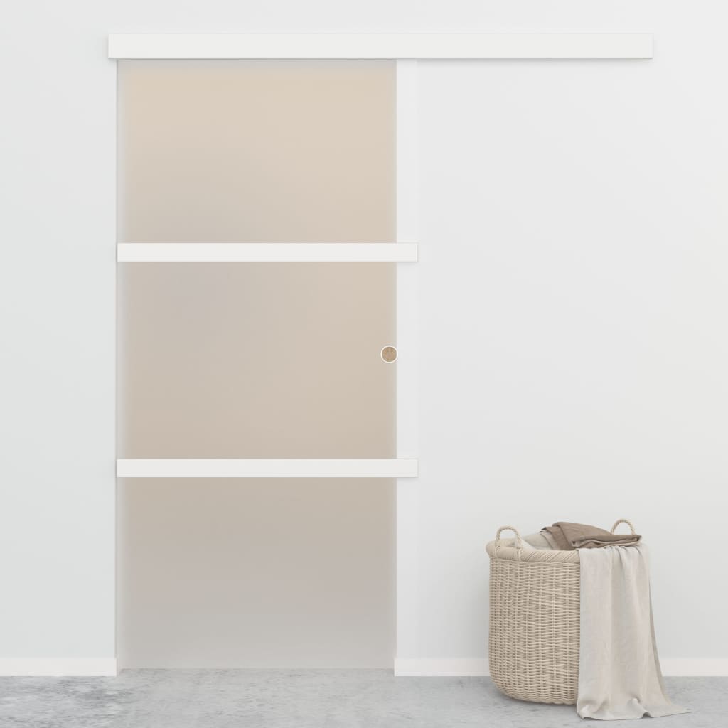 vidaXL Drzwi przesuwne, ograniczniki, szkło ESG i aluminium, 90x205 cm