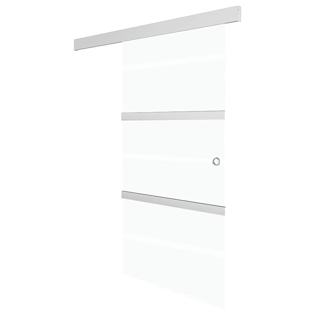 vidaXL Drzwi przesuwne, szkło ESG i aluminium, 76x212 cm, srebrne