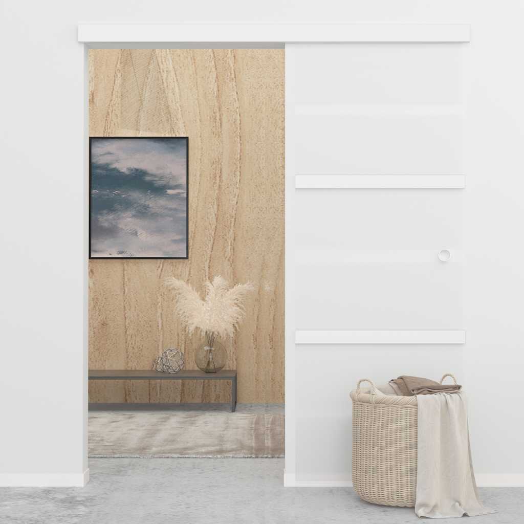 vidaXL Drzwi przesuwne, szkło ESG i aluminium, 76x212 cm, srebrne