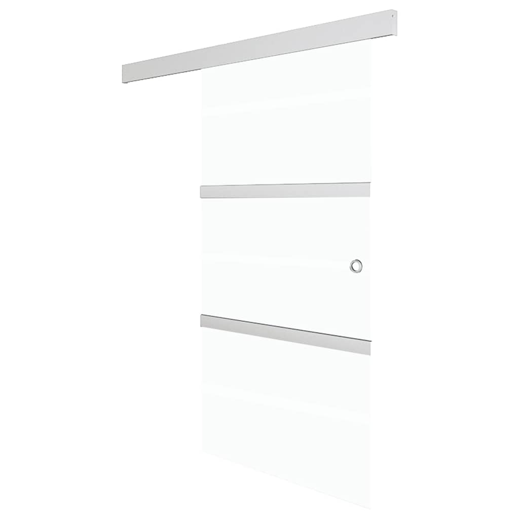 vidaXL Drzwi przesuwne, szkło ESG i aluminium, 90x205 cm, srebrne