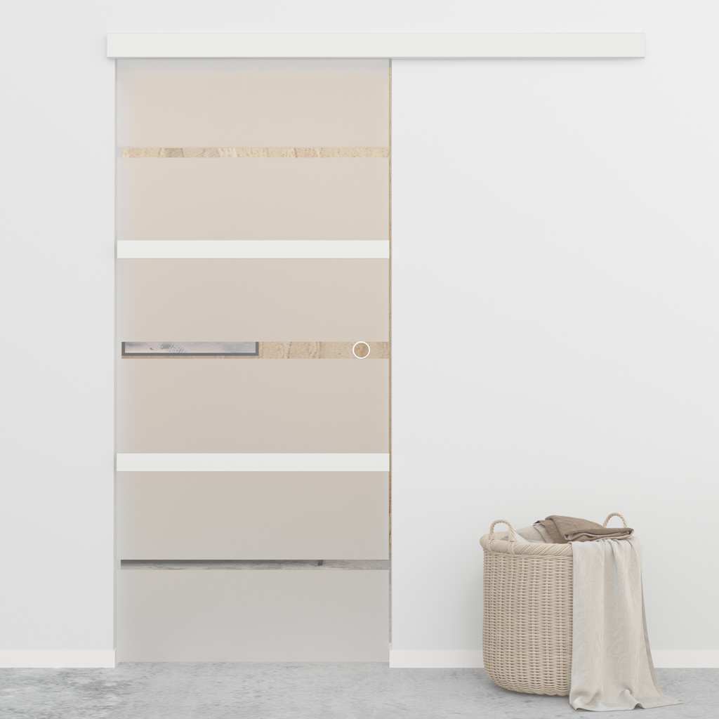 vidaXL Drzwi przesuwne, szkło ESG i aluminium, 90x205 cm, srebrne