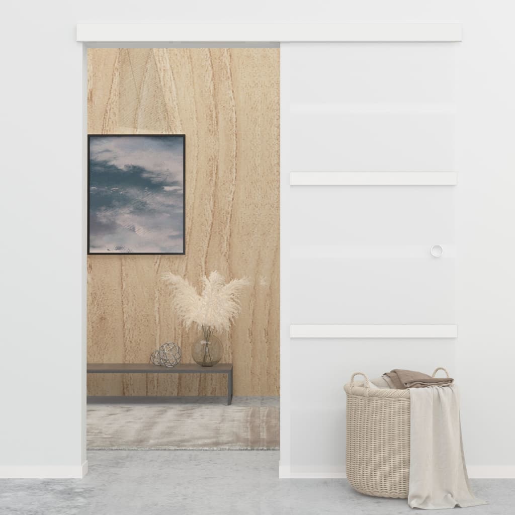 vidaXL Drzwi przesuwne, ograniczniki, szkło ESG i aluminium, 76x205 cm