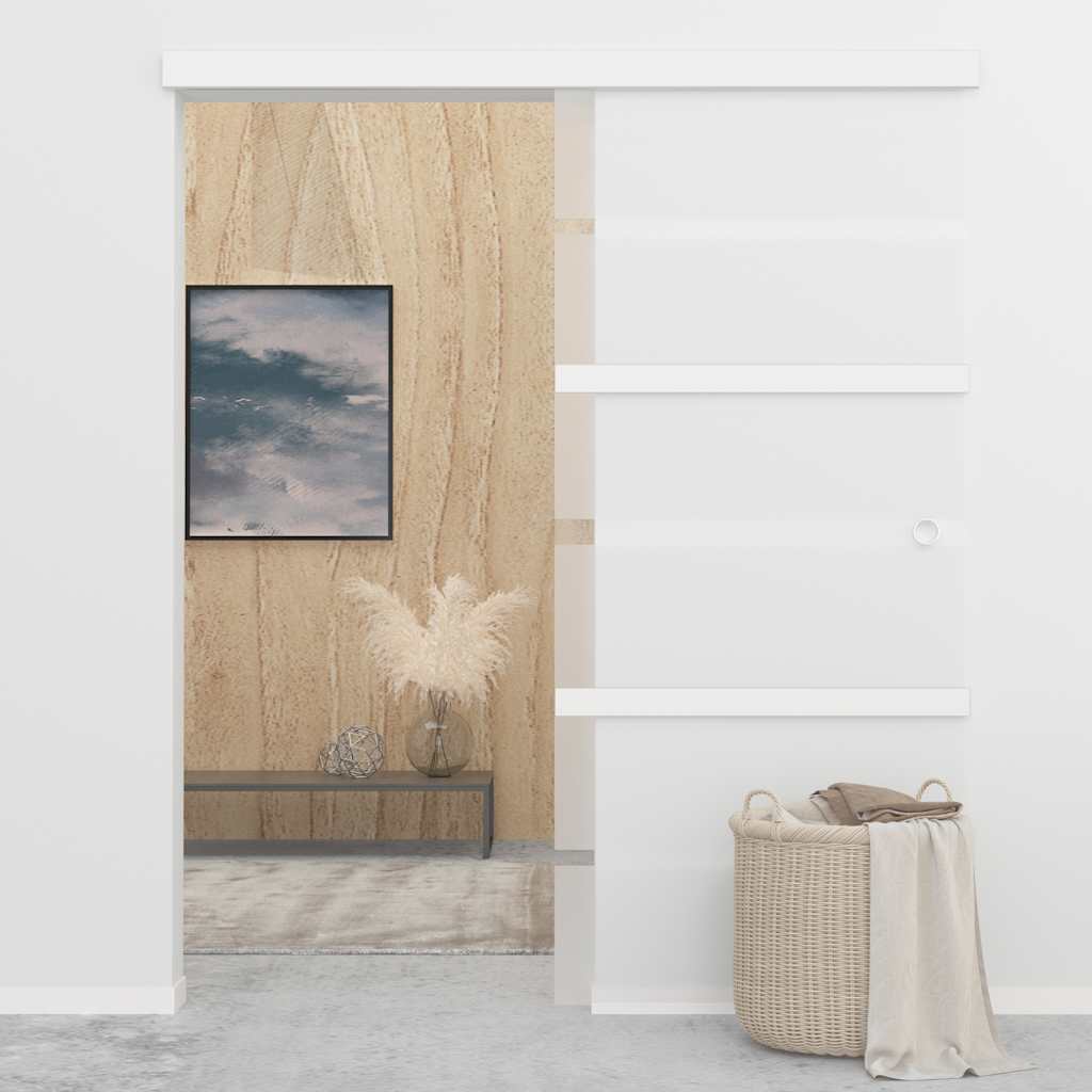 vidaXL Drzwi przesuwne, ograniczniki, szkło ESG i aluminium, 90x205 cm