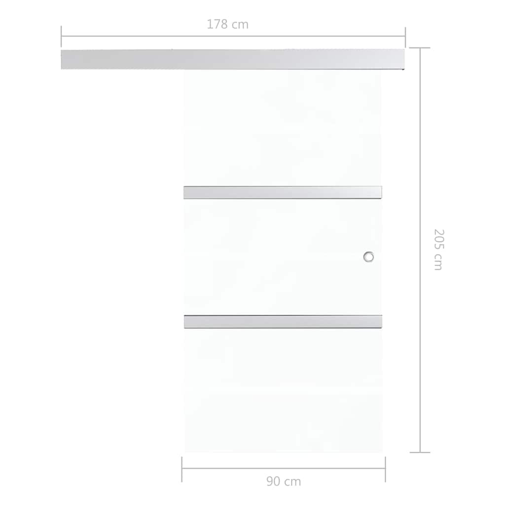 vidaXL Drzwi przesuwne, ograniczniki, szkło ESG i aluminium, 90x205 cm