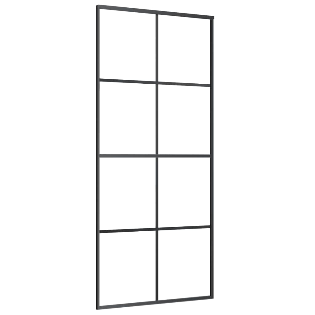 vidaXL Drzwi przesuwne, aluminium i szkło ESG, 90x205 cm, czarne
