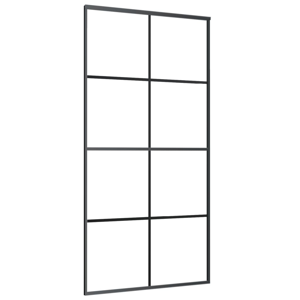 vidaXL Drzwi przesuwne, aluminium i szkło ESG, 102,5x205 cm, czarne