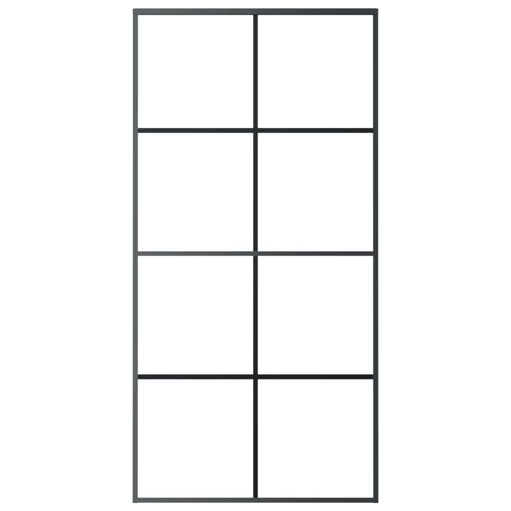 vidaXL Drzwi przesuwne, aluminium i szkło ESG, 102,5x205 cm, czarne