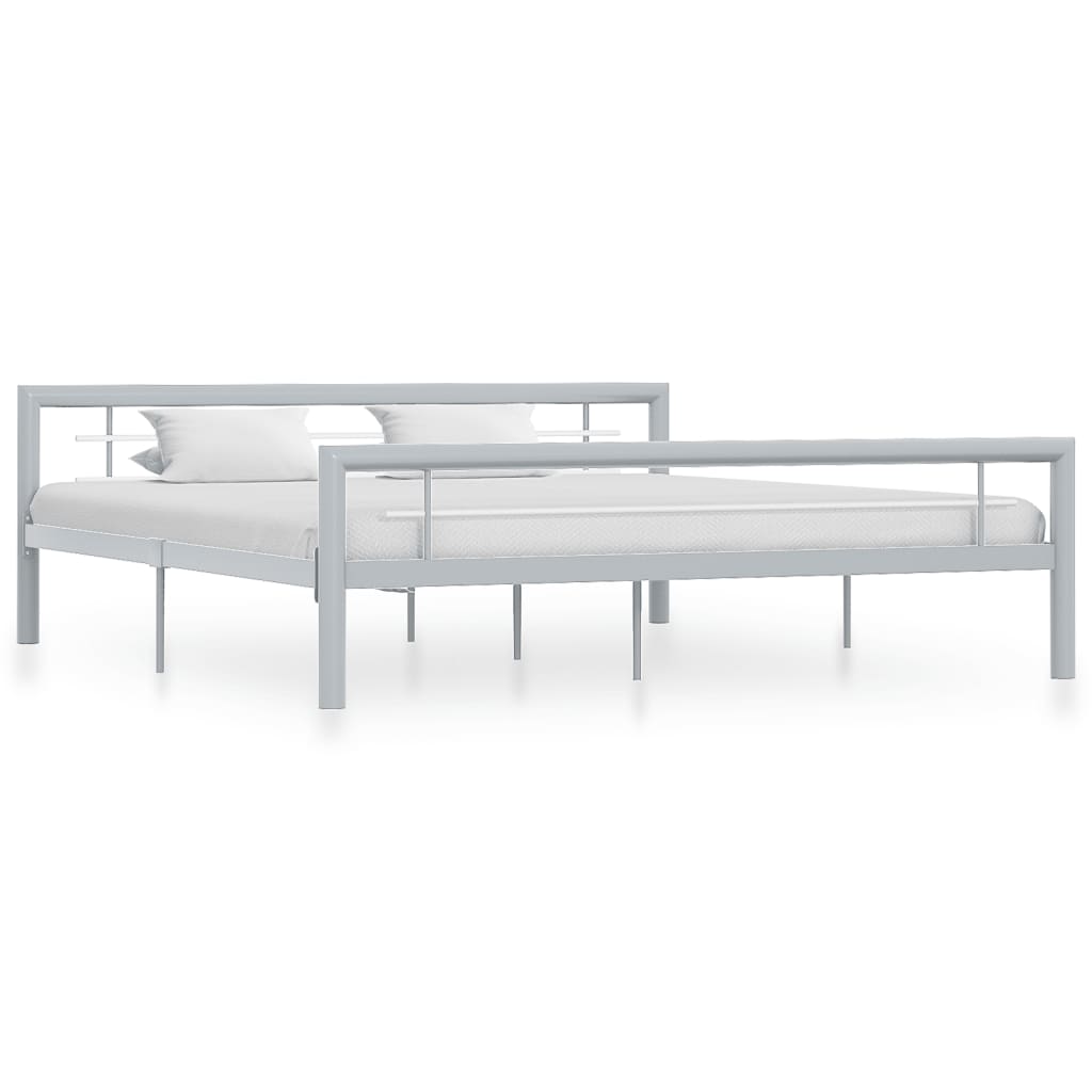 vidaXL Rama łóżka, szaro-biała, metalowa, 180x200 cm
