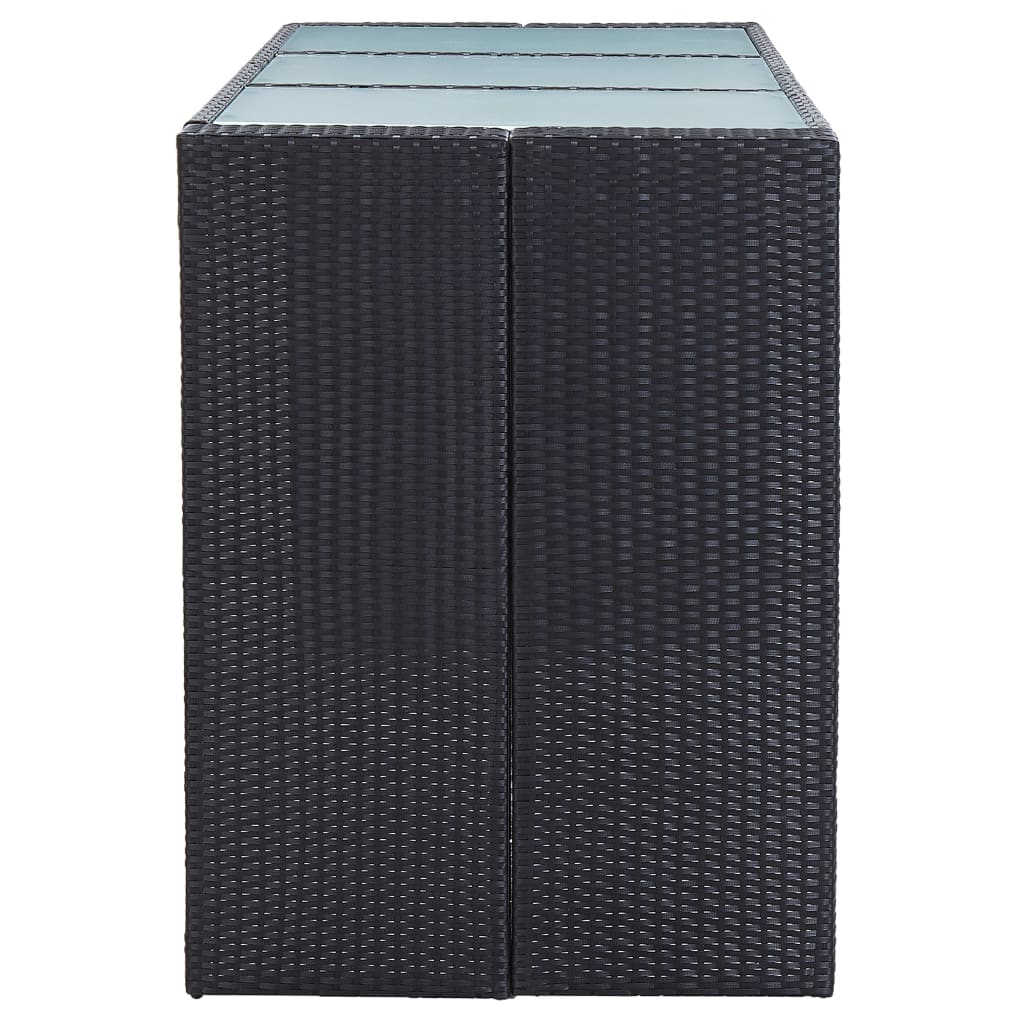 vidaXL 7-cz. zestaw barowy do ogrodu z poduszkami, rattan PE, czarny