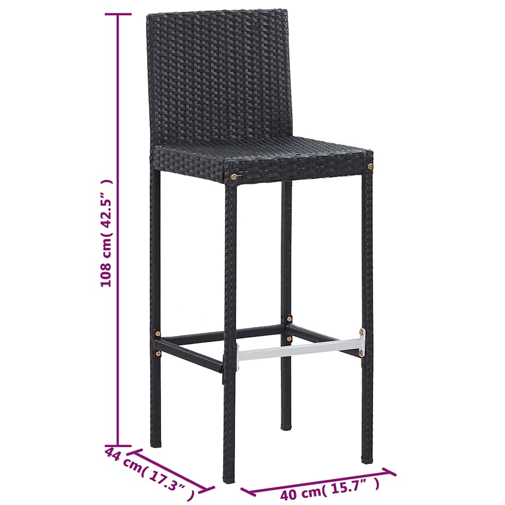 vidaXL 5-cz. zestaw mebli barowych, rattan PE i akacja, czarny