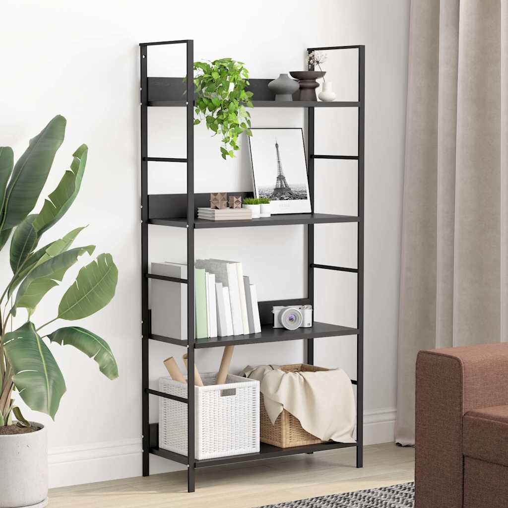 vidaXL Regał z 4 półkami, czarny, 60x27,6x124,5 cm