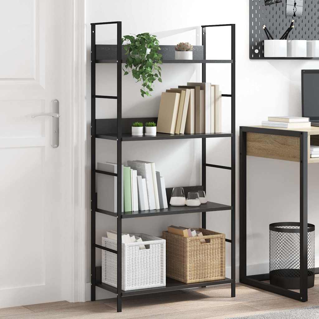 vidaXL Regał z 4 półkami, czarny, 60x27,6x124,5 cm