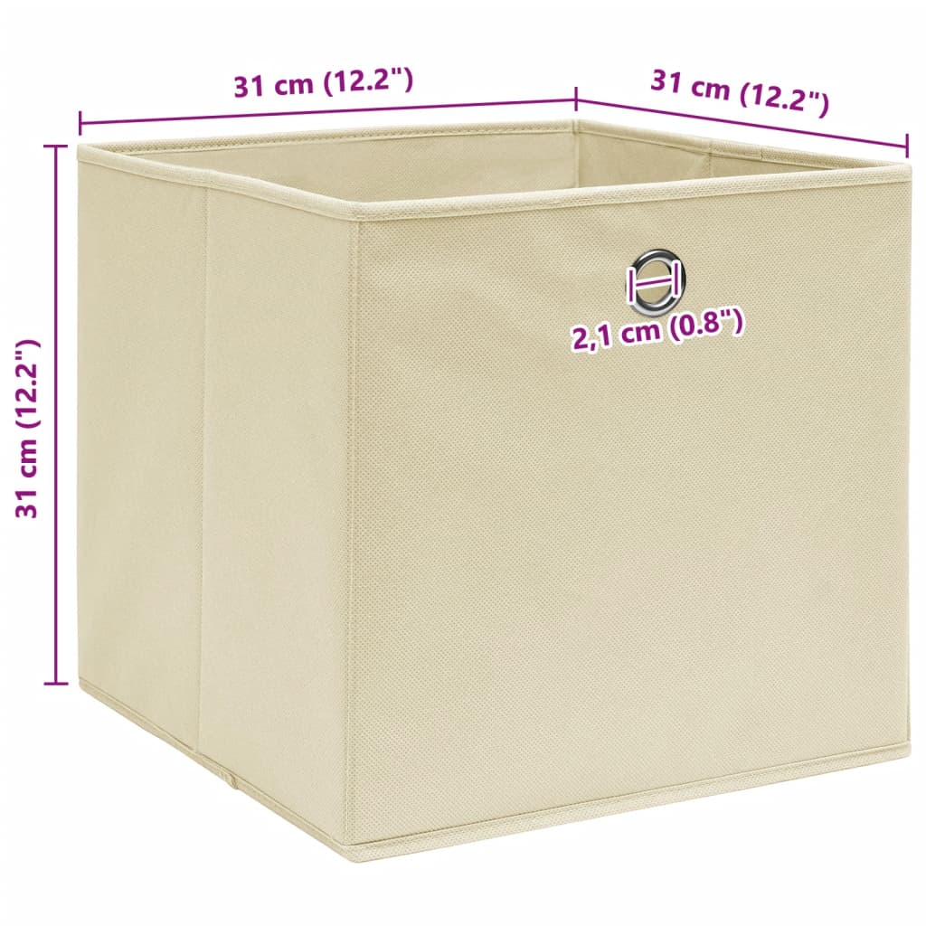 vidaXL Pudełka, 4 szt., kremowe, 32x32x32 cm, tkanina