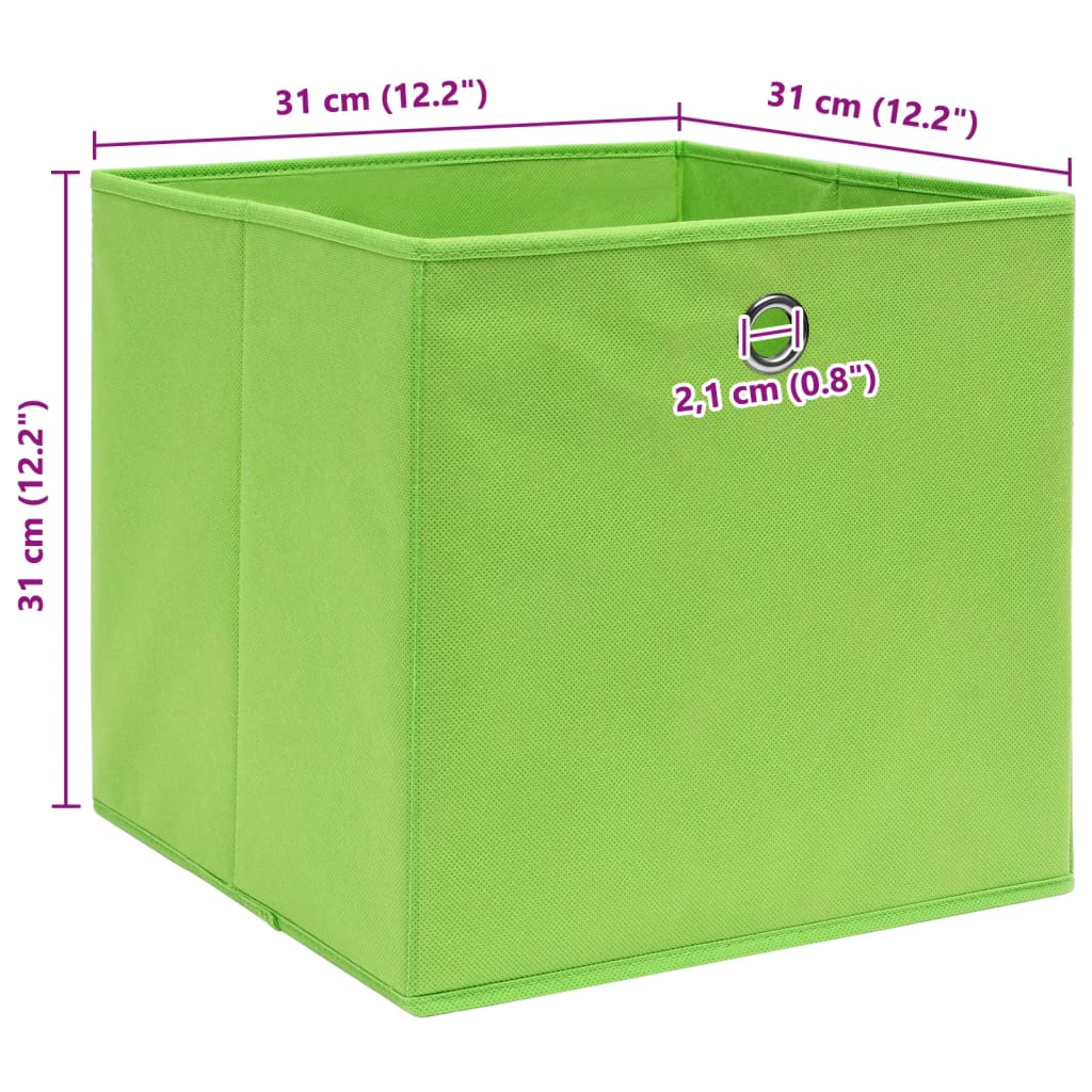 vidaXL Pudełka, 4 szt., zielone, 32x32x32 cm, tkanina
