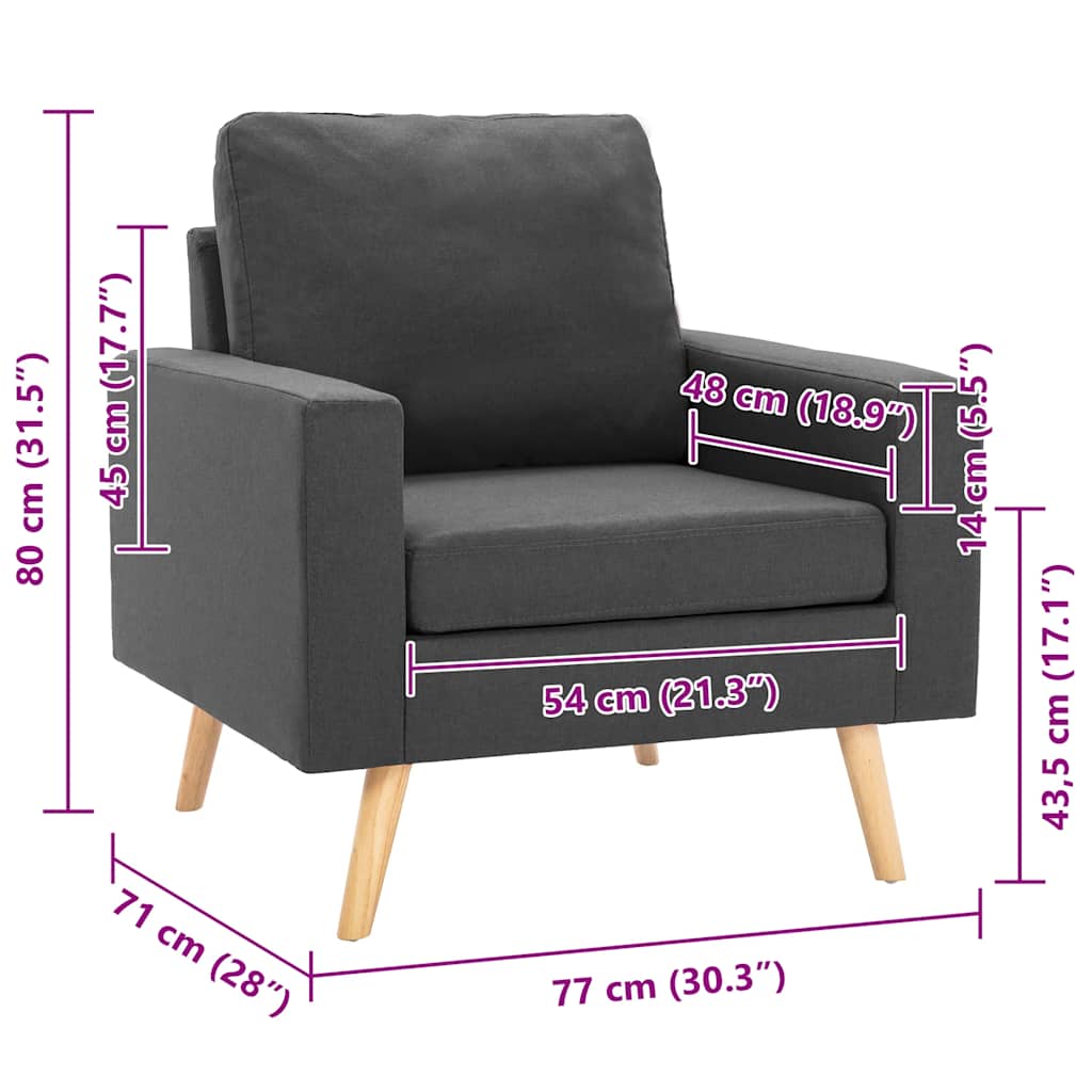vidaXL Fotel, ciemnoszary, tapicerowany tkaniną