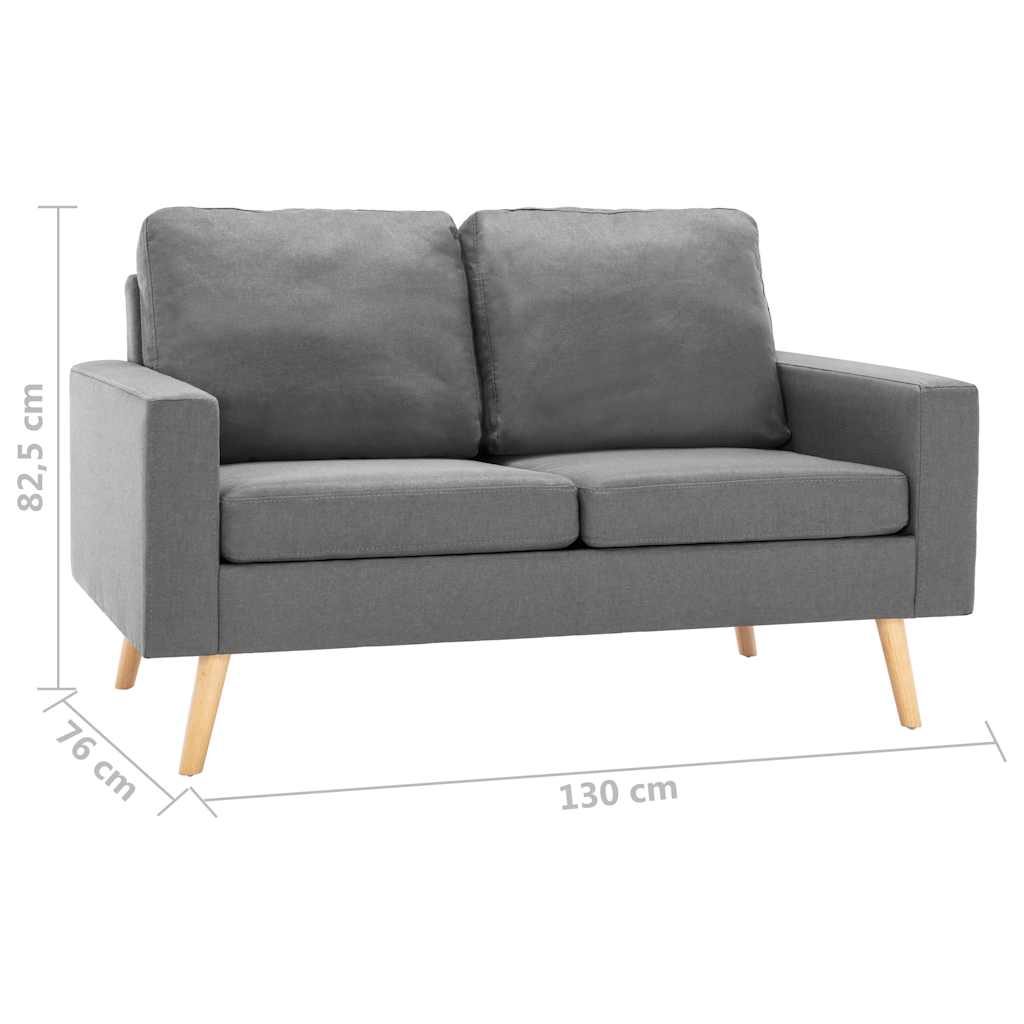 vidaXL Sofa 2-osobowa, jasnoszara, tapicerowana tkaniną