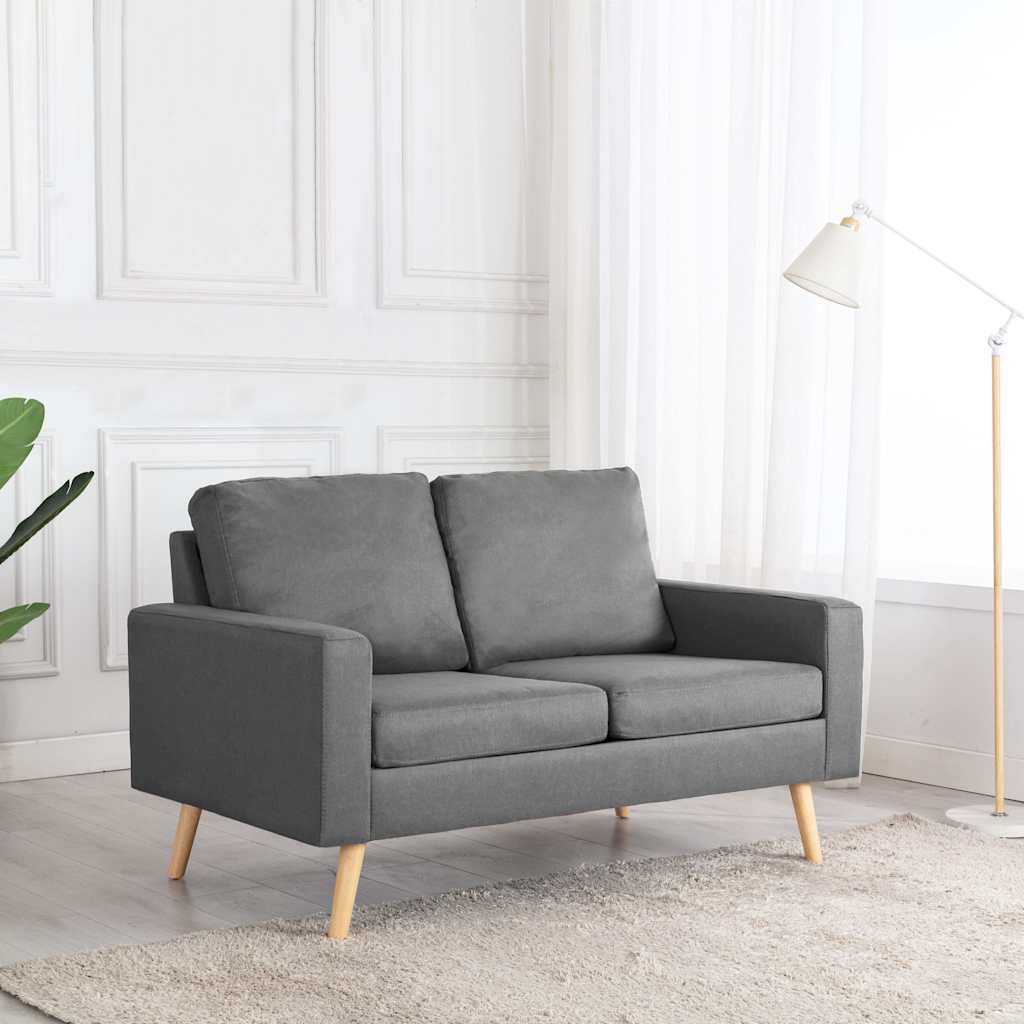 vidaXL Sofa 2-osobowa, jasnoszara, tapicerowana tkaniną