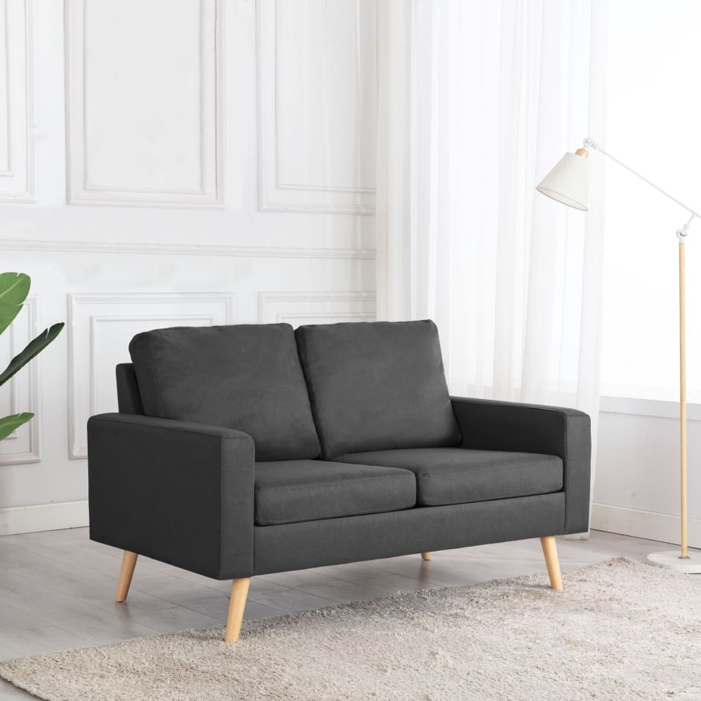 vidaXL 2-osobowa sofa, ciemnoszara, tapicerowana tkaniną