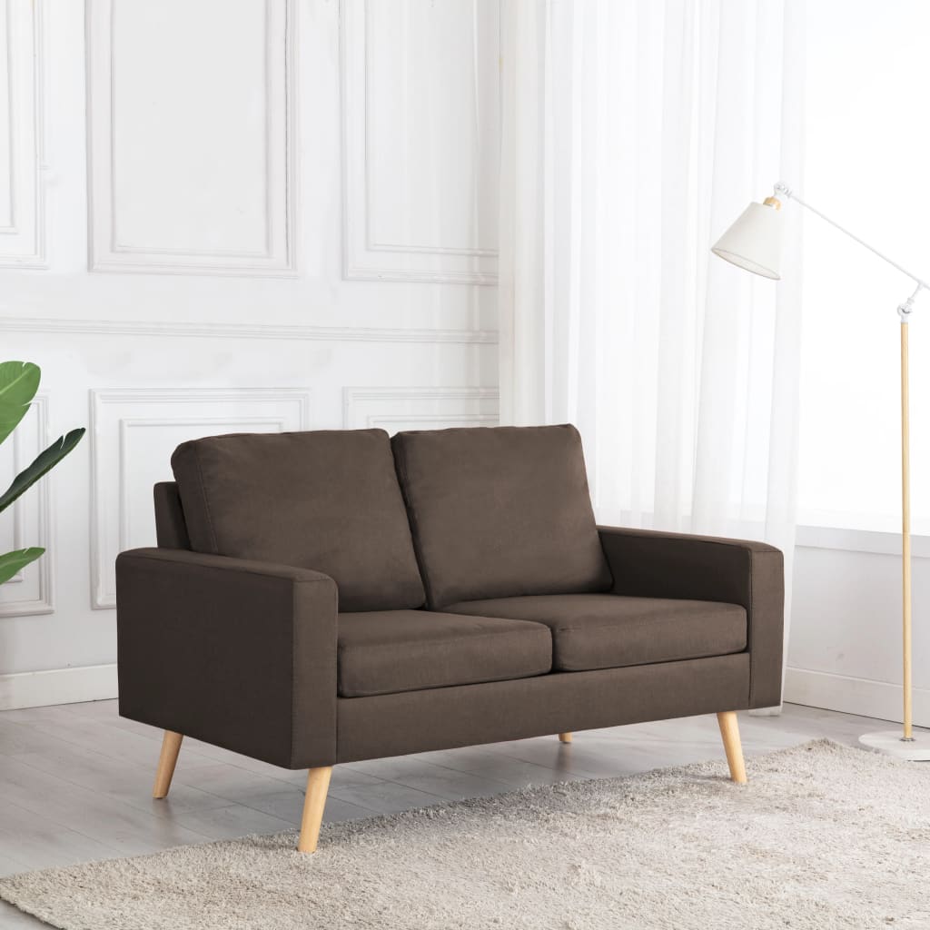 vidaXL 2-osobowa sofa, brązowa, tapicerowana tkaniną