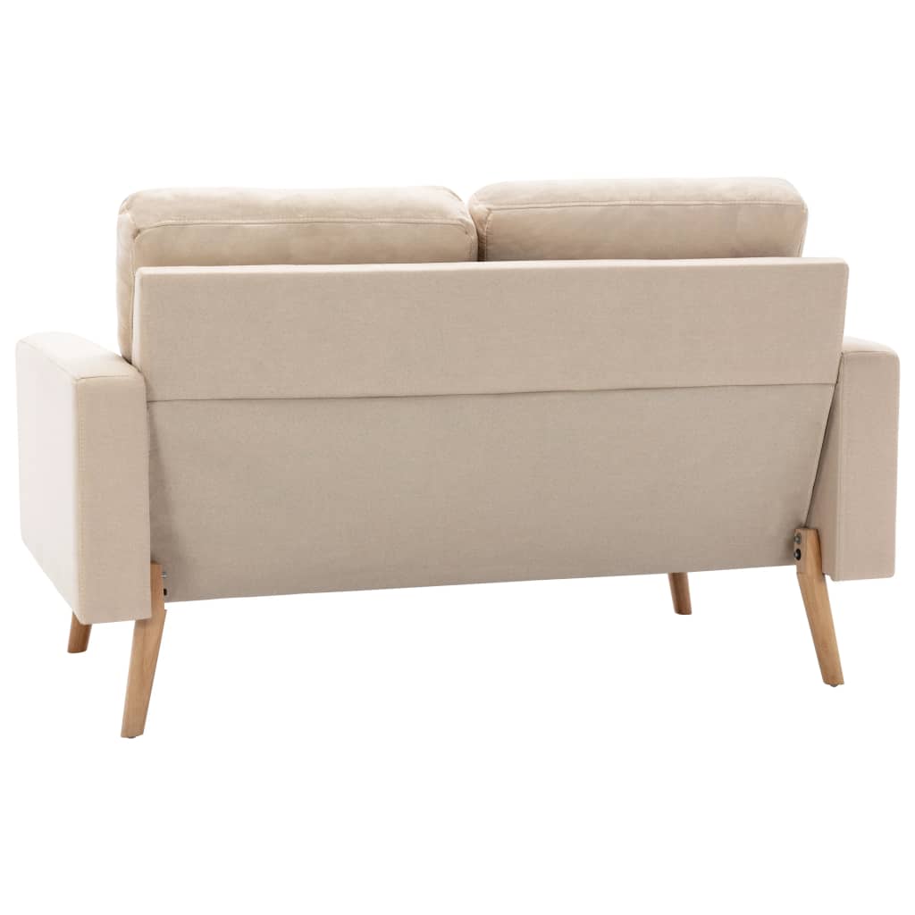 vidaXL 2-osobowa sofa, kremowa, tapicerowana tkaniną