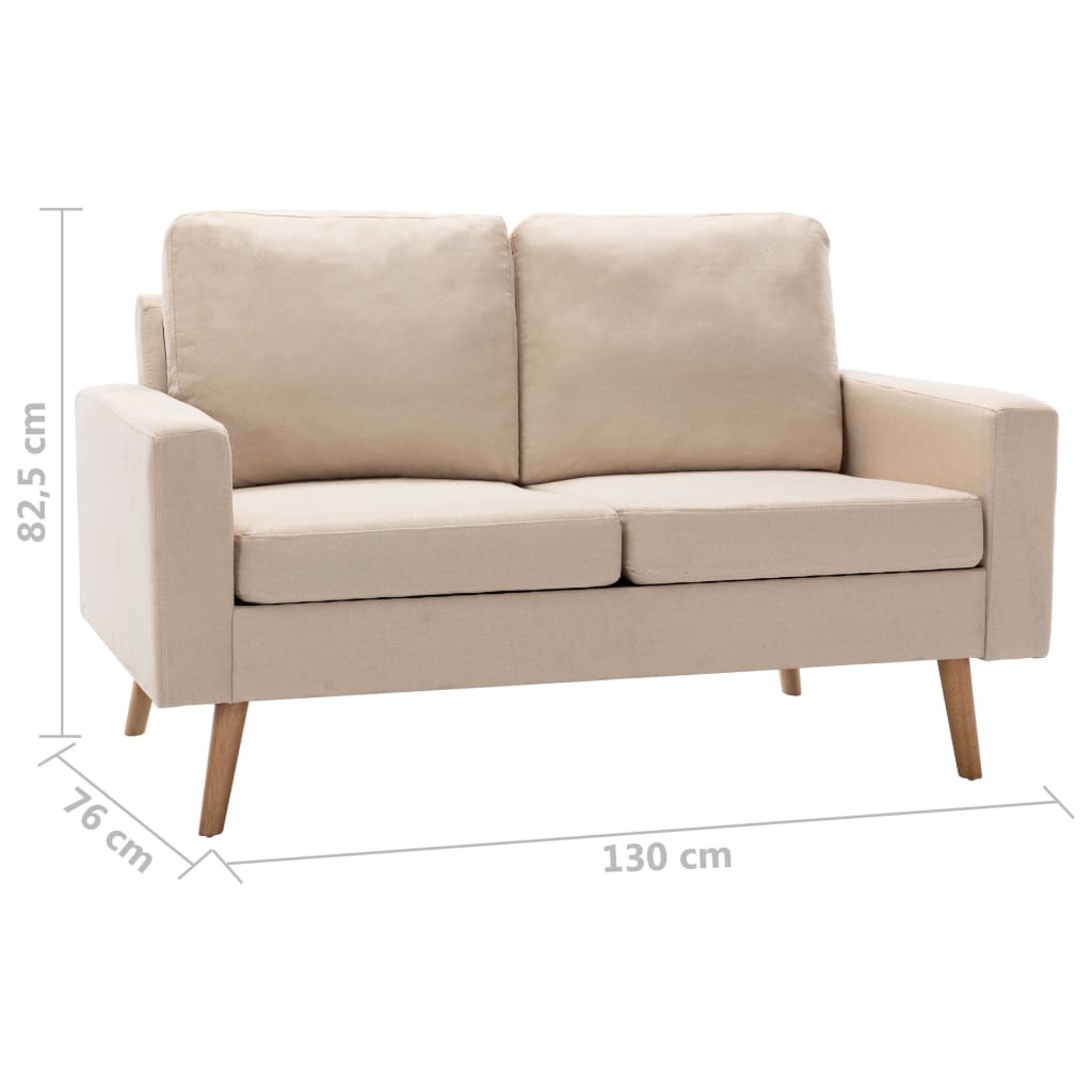 vidaXL 2-osobowa sofa, kremowa, tapicerowana tkaniną