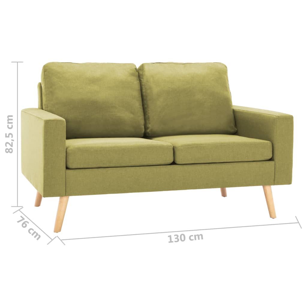 vidaXL 2-osobowa sofa, zielona, tapicerowana tkaniną