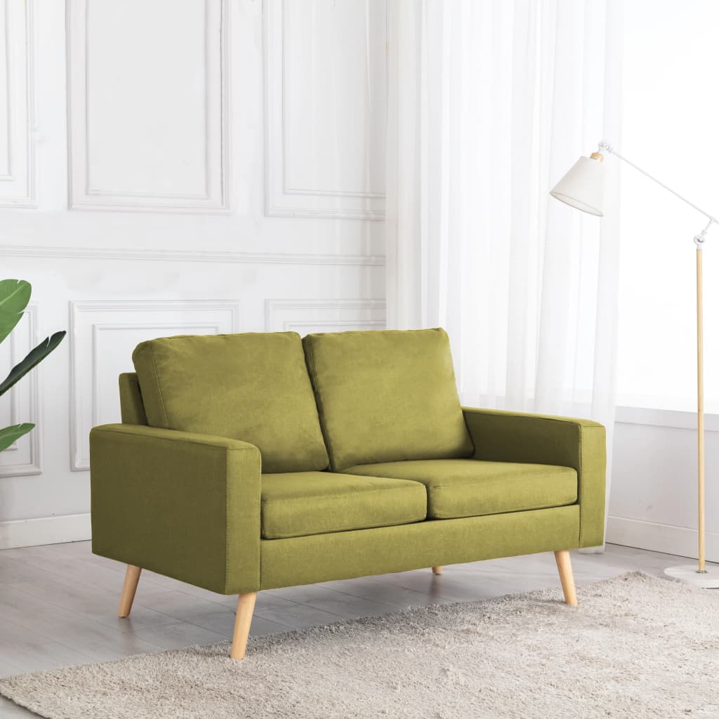 vidaXL 2-osobowa sofa, zielona, tapicerowana tkaniną