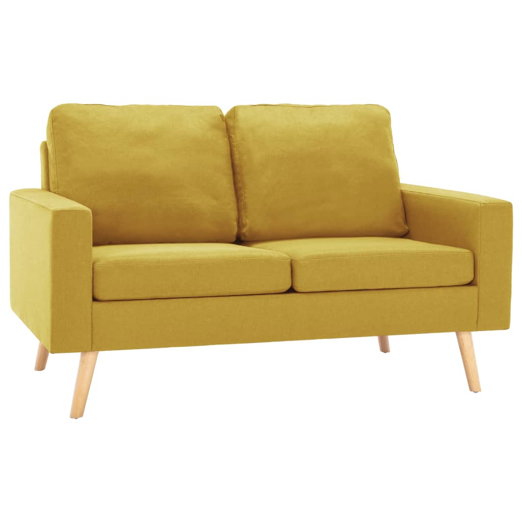 vidaXL 2-osobowa sofa, żółta, tapicerowana tkaniną