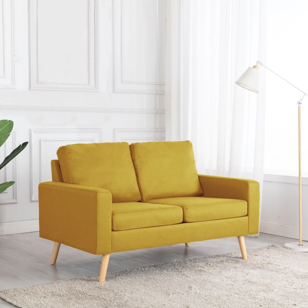 vidaXL 2-osobowa sofa, żółta, tapicerowana tkaniną